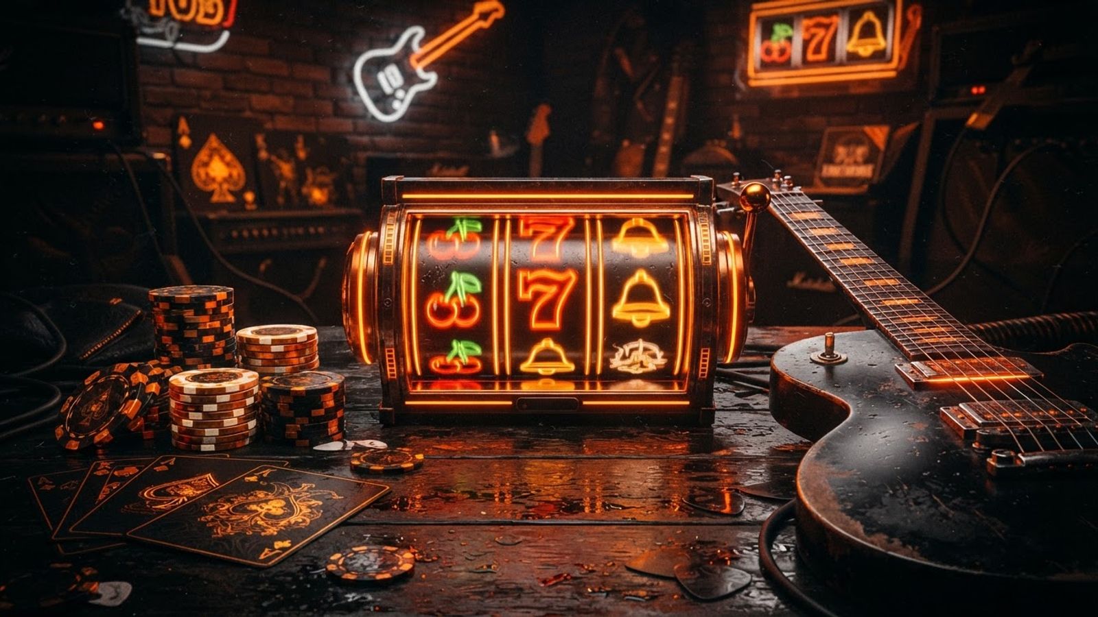 Online casino gokkasten op donkere achtergrond