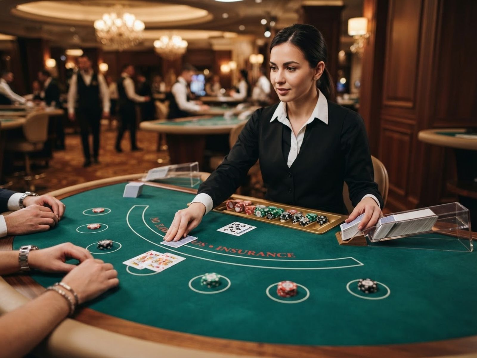 Live blackjack kaarten op casinotafel