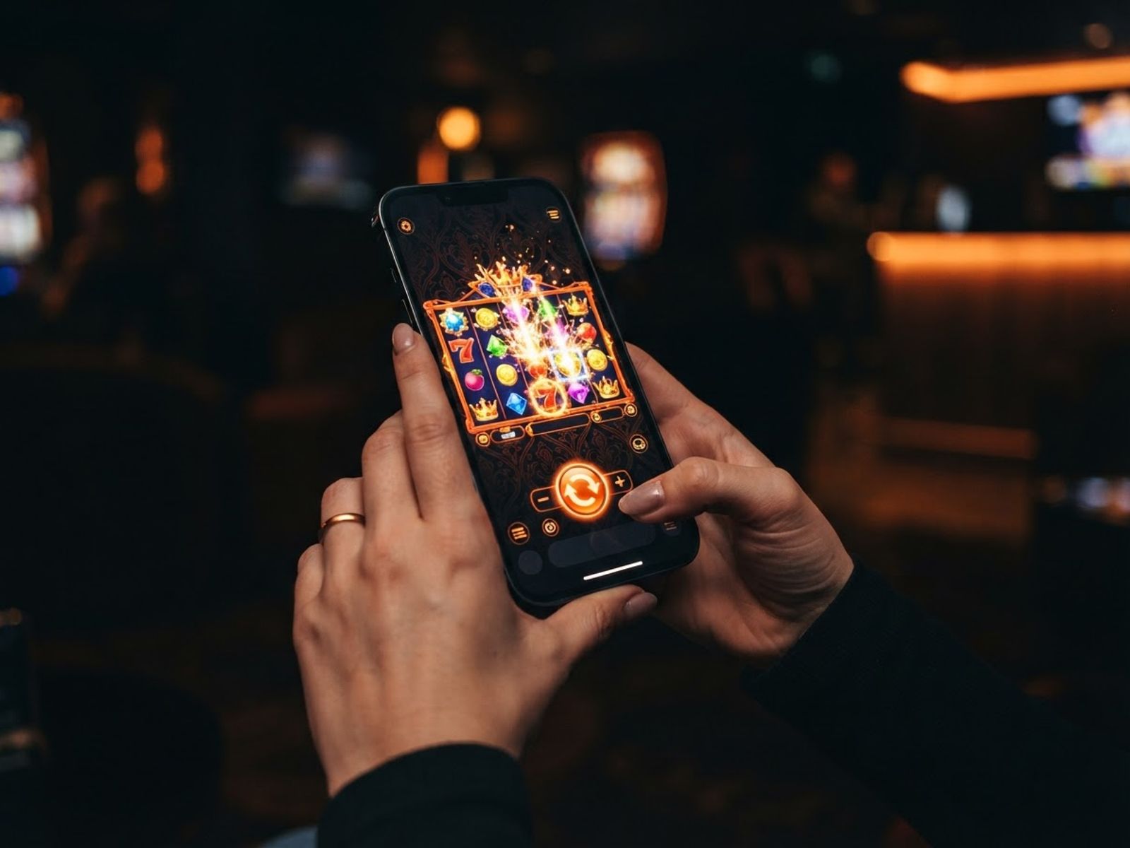 Speler gebruikt smartphone voor online casino