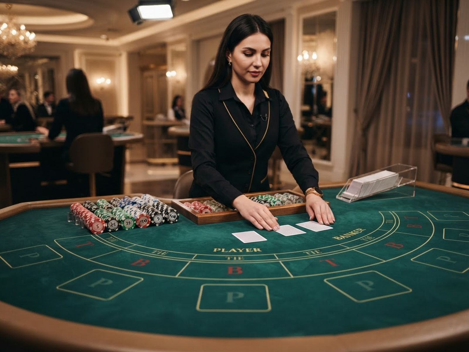 Live baccarat kaarten op tafel